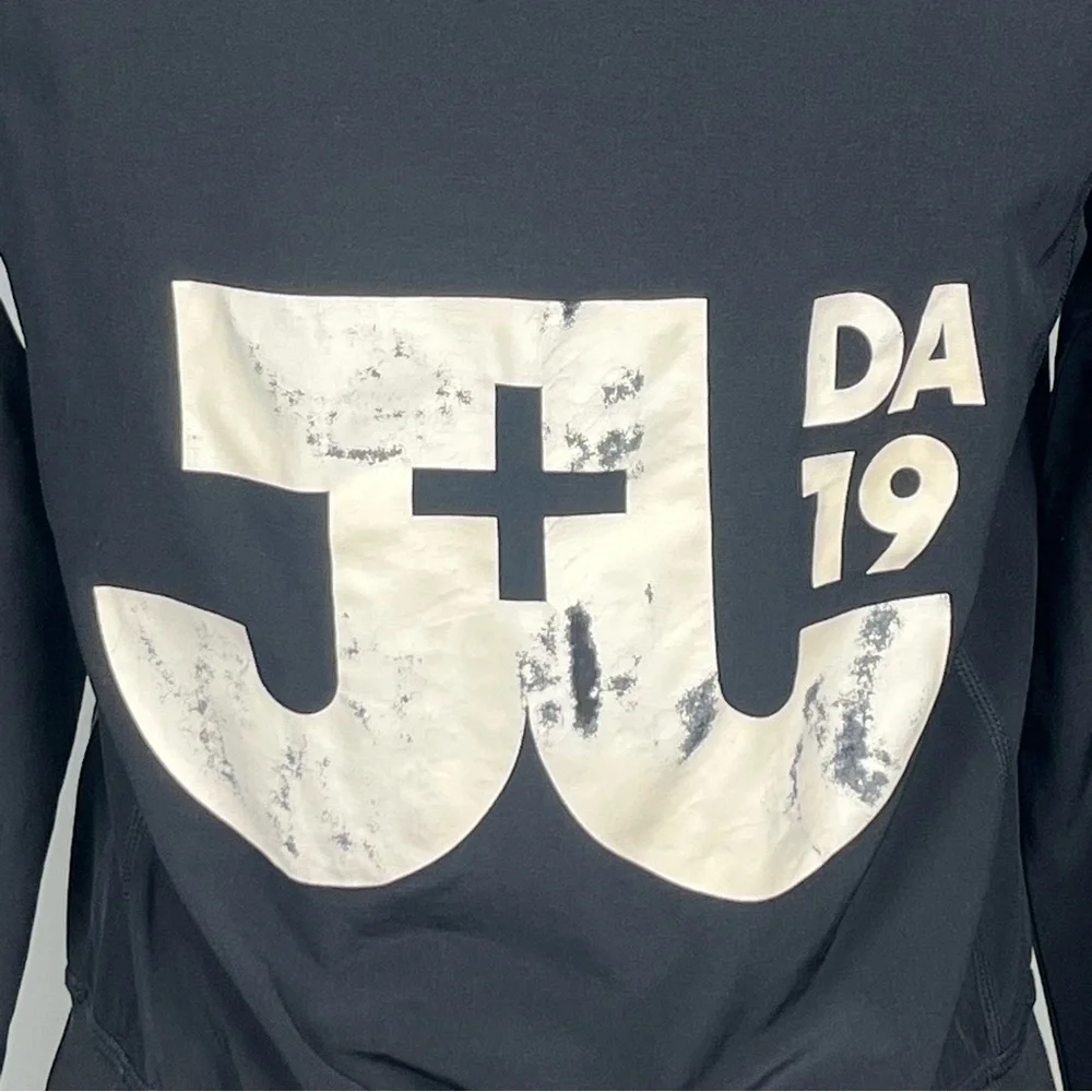 Jo + Jax black Restart full zip back logo jacket, size adult XXS.